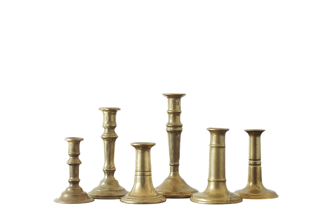 6 Brass candlesticks, 1960s 4