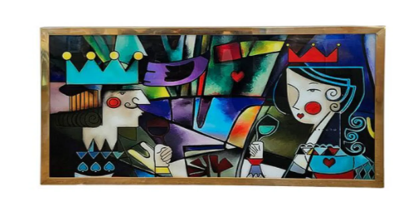 Glass painting with Picassian image, 20th century 1
