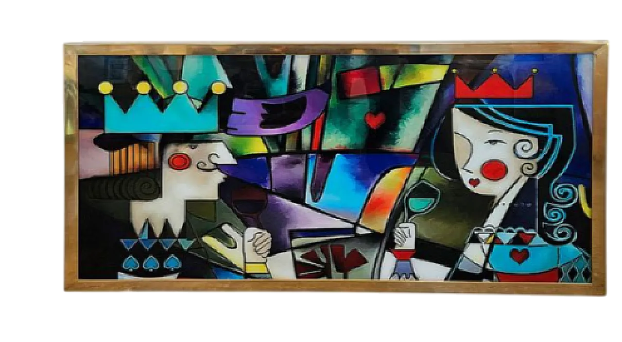 Glass painting with Picassian image, 20th century 3