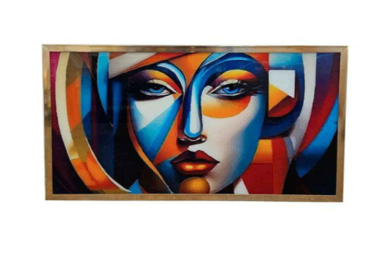 Glass painting with female face, 20th century 1