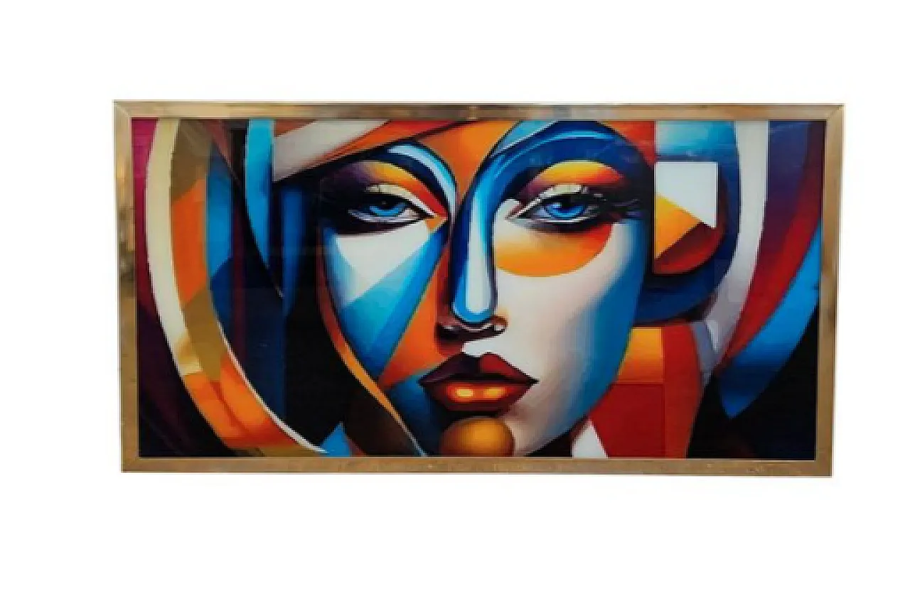 Glass painting with female face, 20th century 2