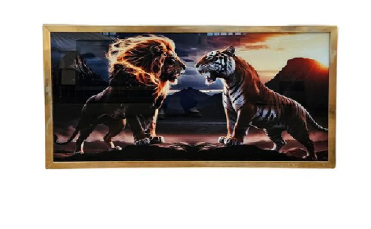 Glass painting with animal figures, 20th century 2