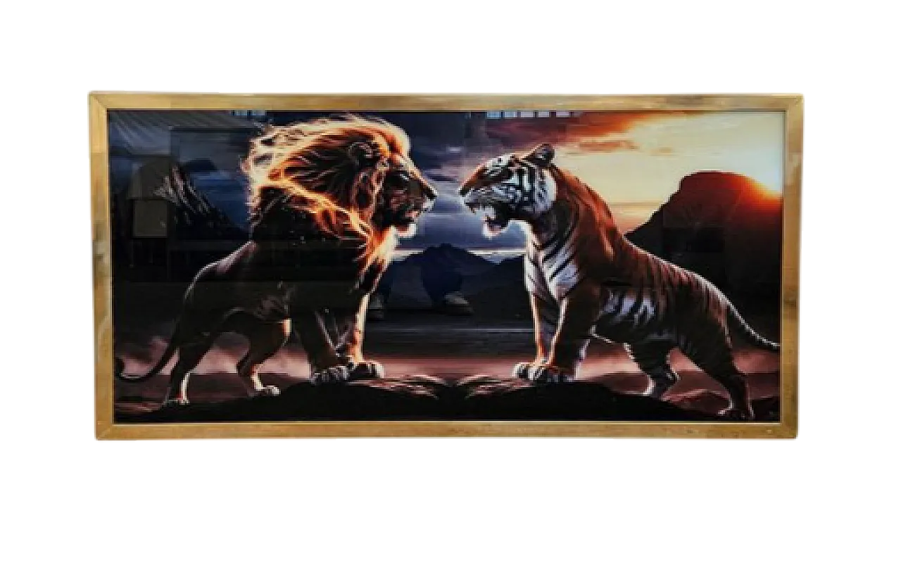 Glass painting with animal figures, 20th century 3