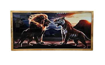 Quadro in vetro con figure animali, '900