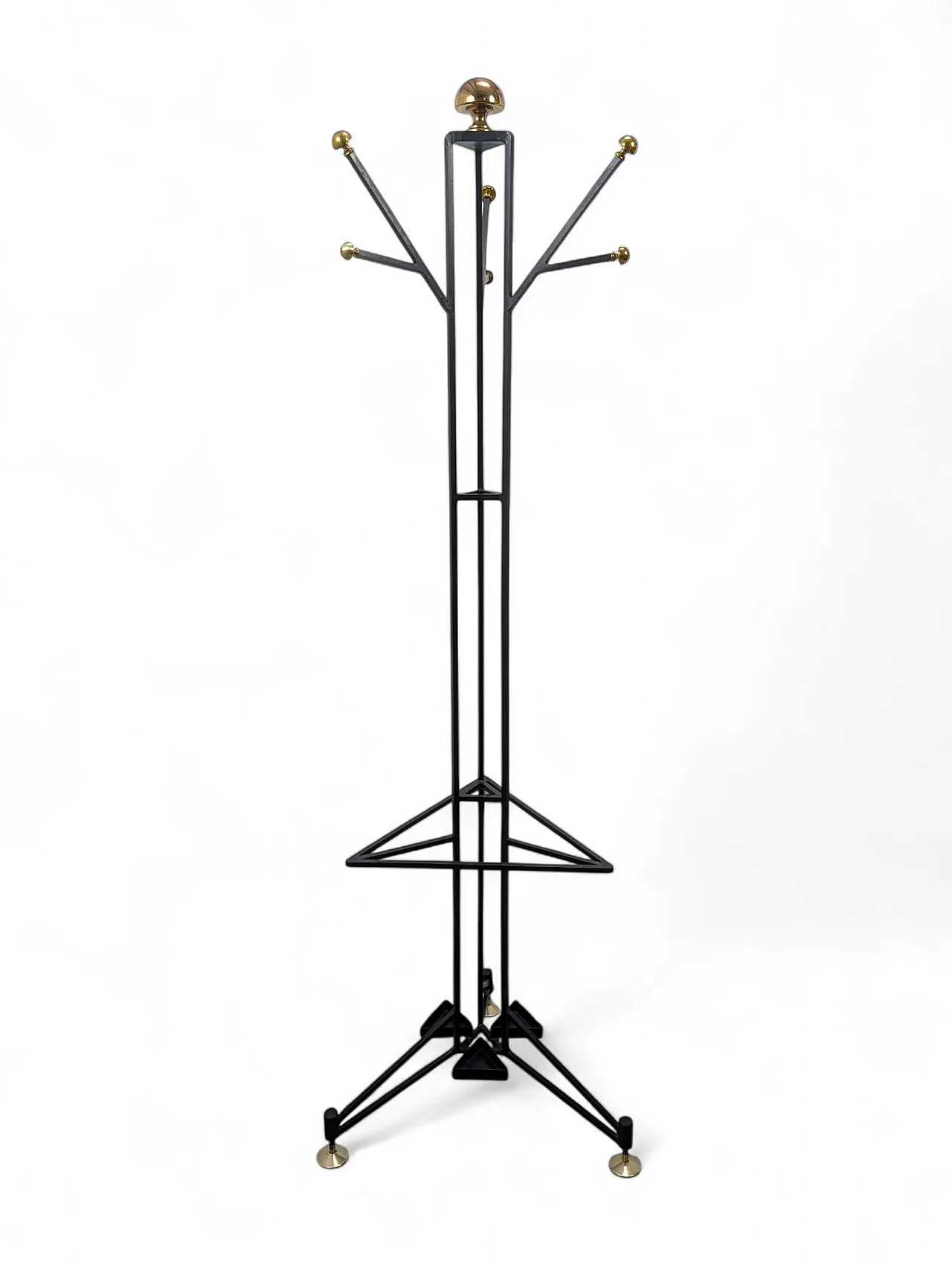 Iron and brass floor coat hanger, 1950s 1
