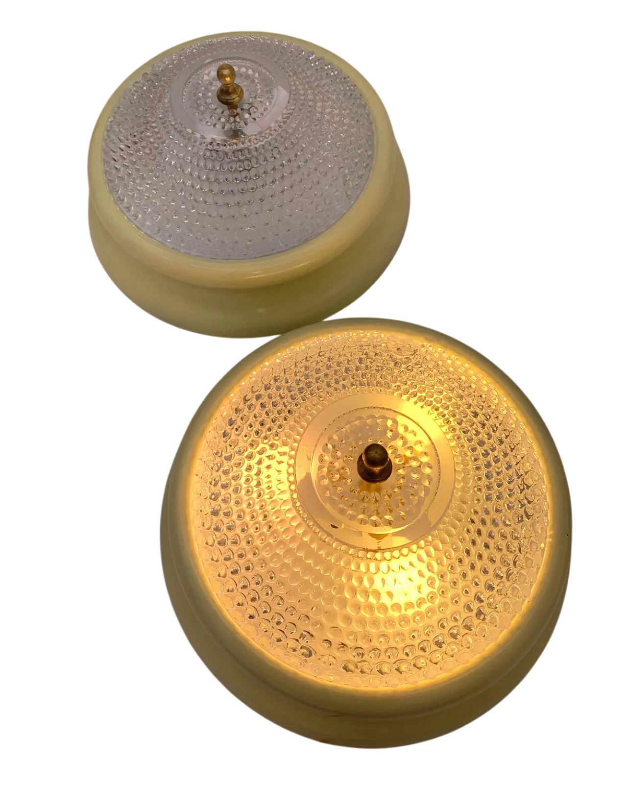 Pair of creamy white ceiling lights, 1960s 6
