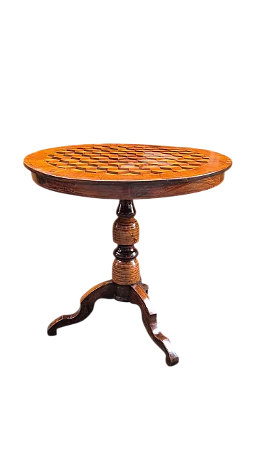 Tavolino Rolino in legno intarsiato, '800