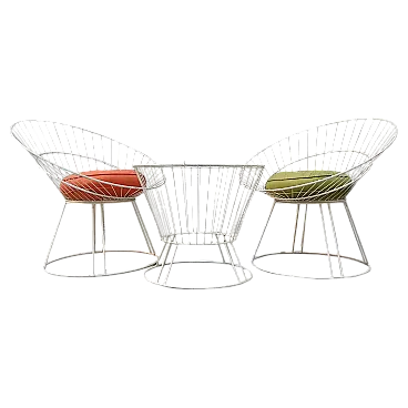 Set da giardino Hoop in ferro con tavolino, metà '900