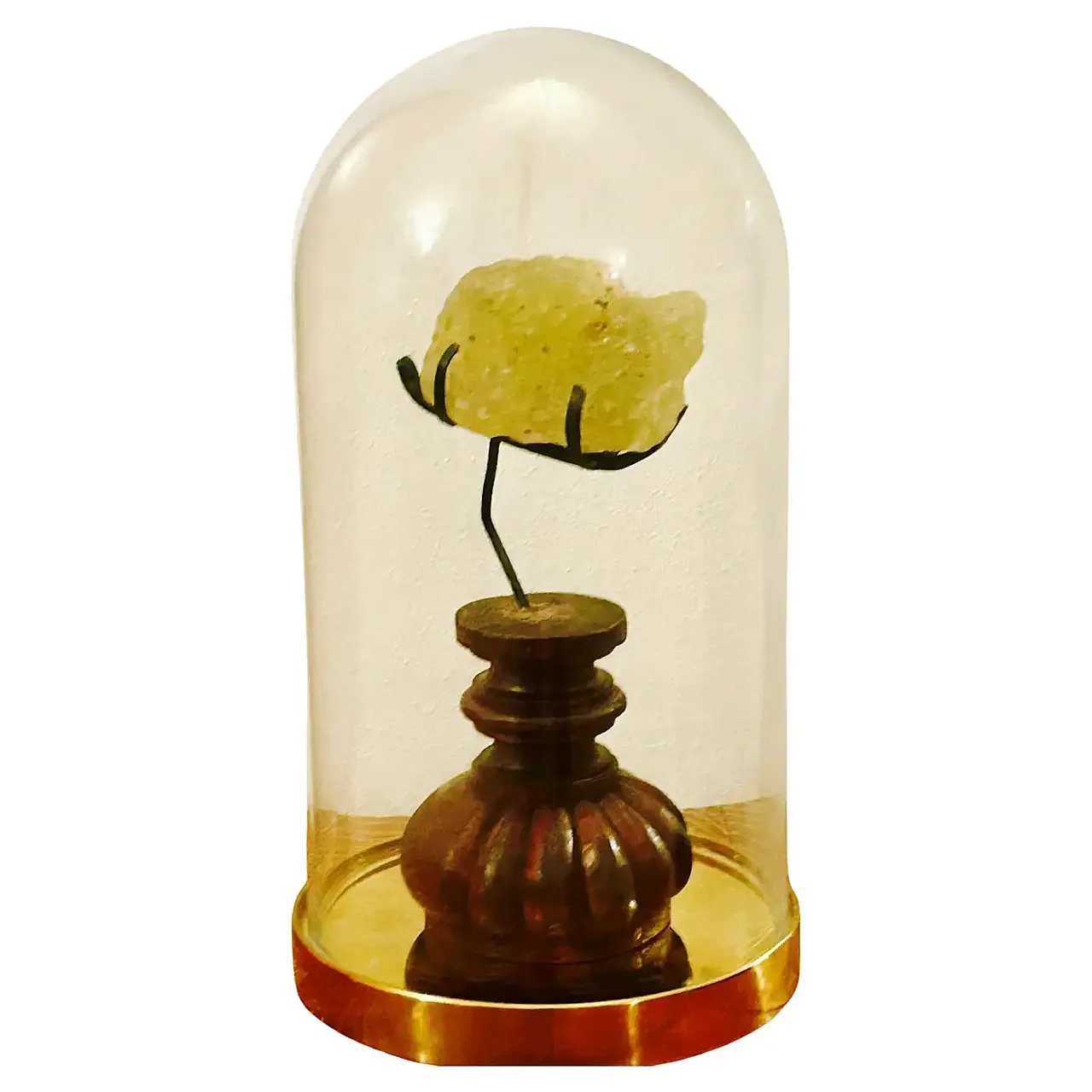 Libyan desert glass fragment, antique teca base, 20th century 1