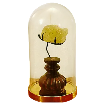 Libyan desert glass fragment, antique teca base, 20th century