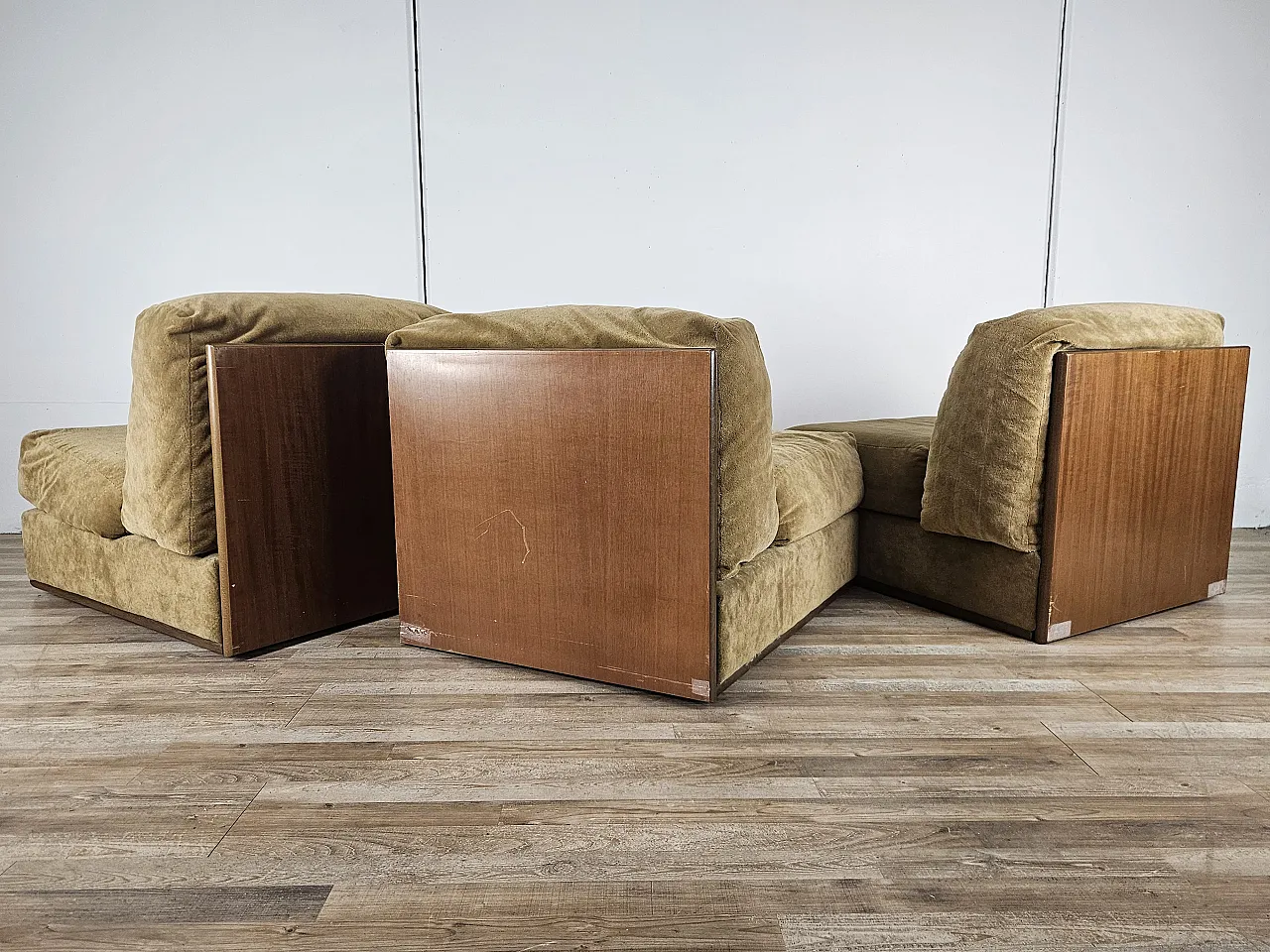 3 poltrone lounge in stoffa, anni '70 3