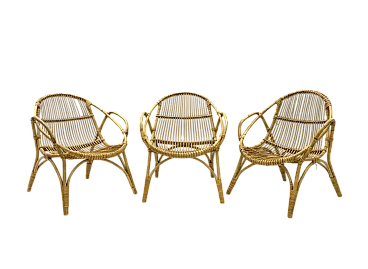 3 Retro armchairs with table, Alan Fuchs, 1960s