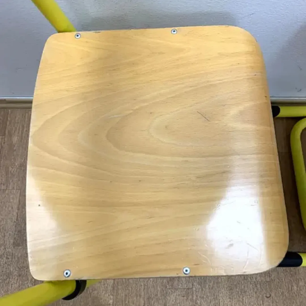 Coppia di sedie in metallo e impiallacciatura, anni '80 7