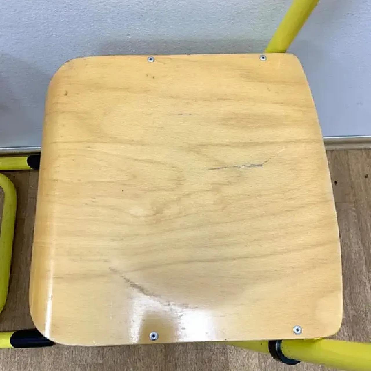 Coppia di sedie in metallo e impiallacciatura, anni '80 8