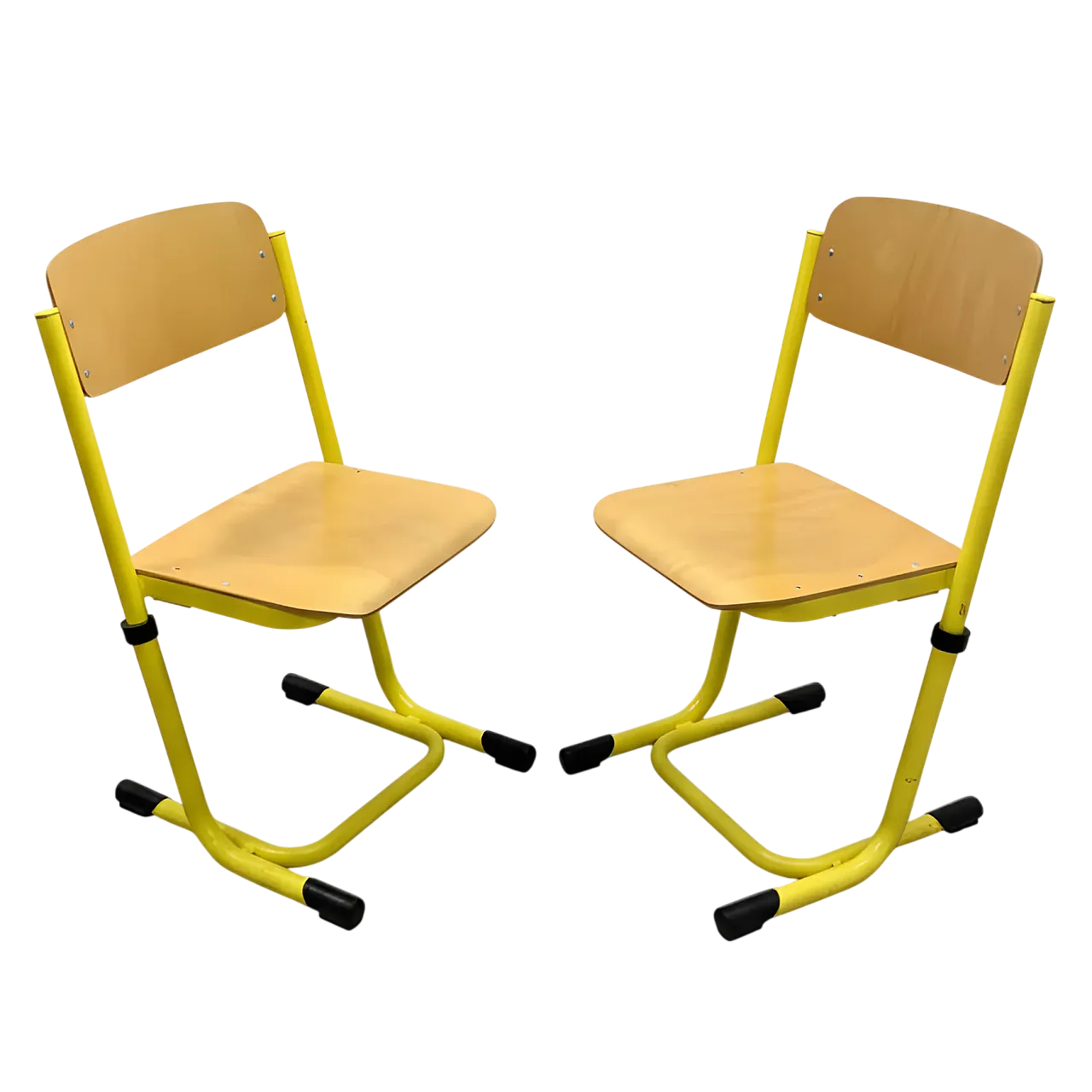 Coppia di sedie in metallo e impiallacciatura, anni '80 9