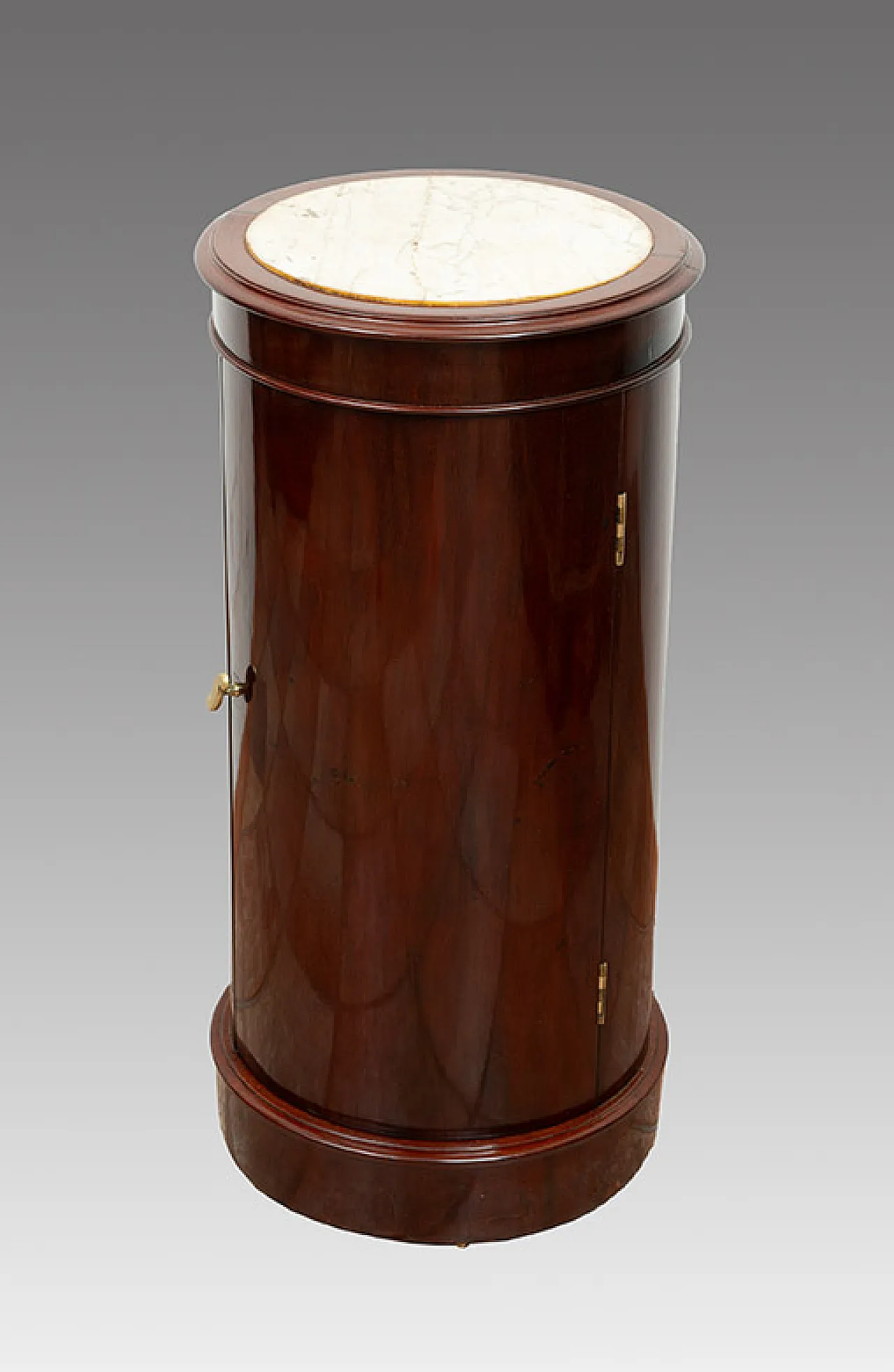 Comodino Impero in piuma di mogano con piano in marmo, '800 1