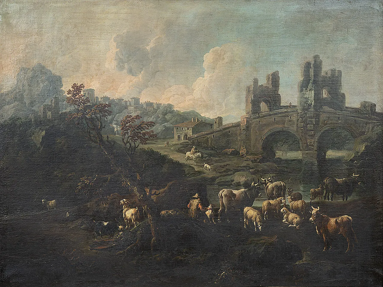 Coppia di dipinti olio su tela con cornici coeve, '700 3