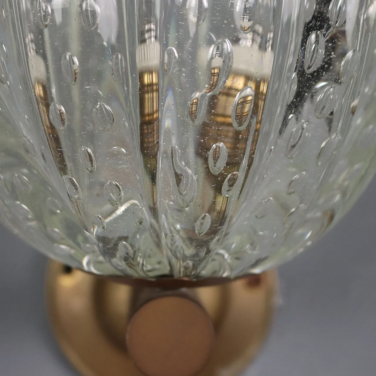 Coppia di lampade da parete in ottone e vetro di Murano, '900 7