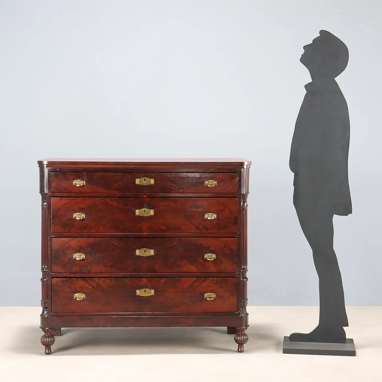 Cassettiera Luigi Filippo in mogano e marmo, fine '800 2