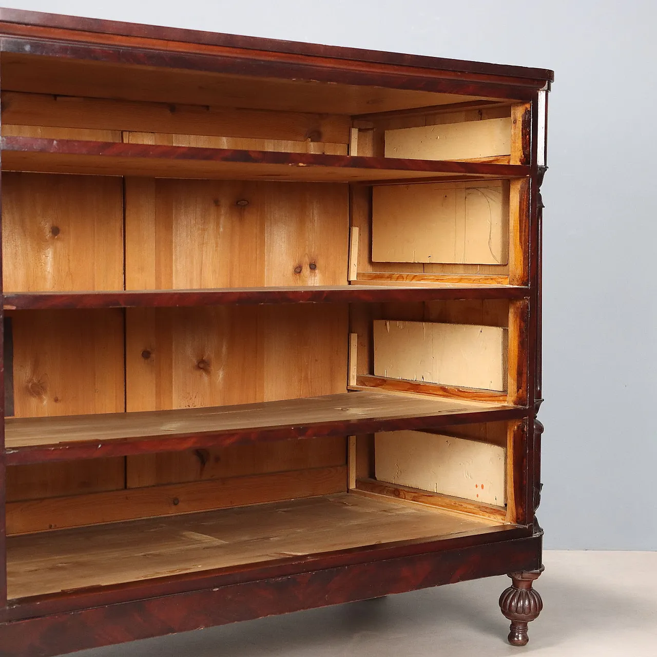 Cassettiera Luigi Filippo in mogano e marmo, fine '800 6