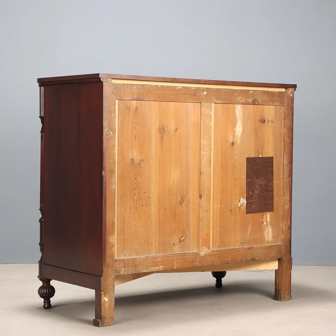 Cassettiera Luigi Filippo in mogano e marmo, fine '800 8