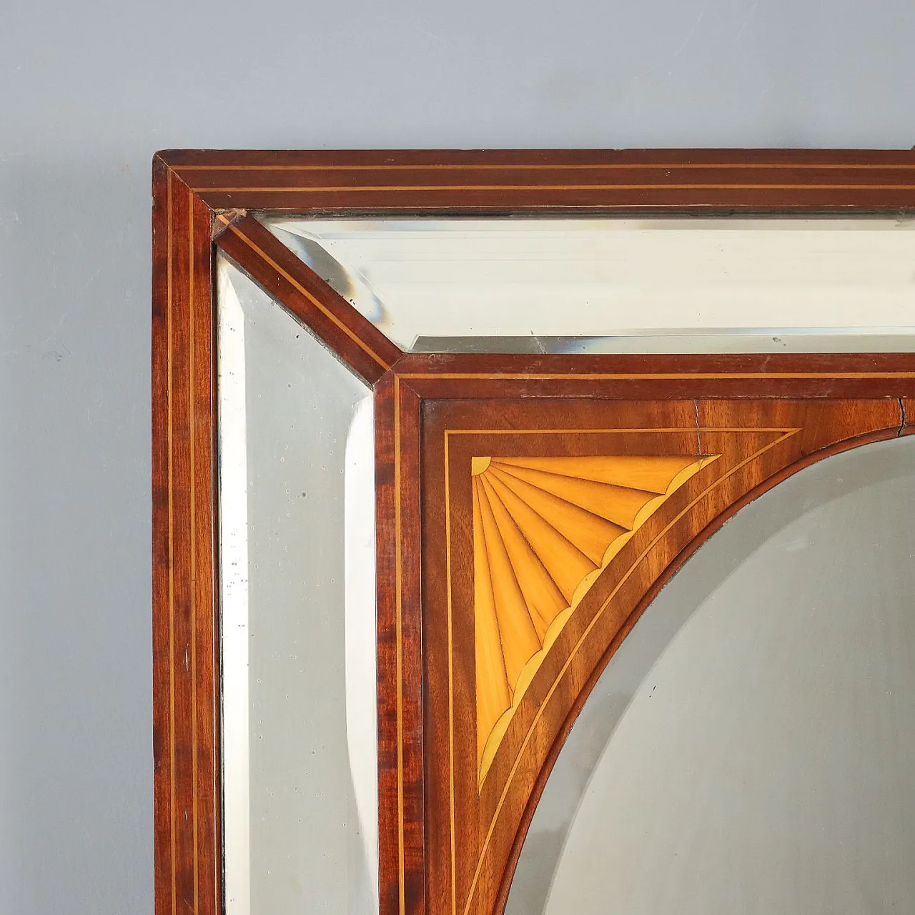 Specchio in mogano con finiture e intarsi in acero, '800 3