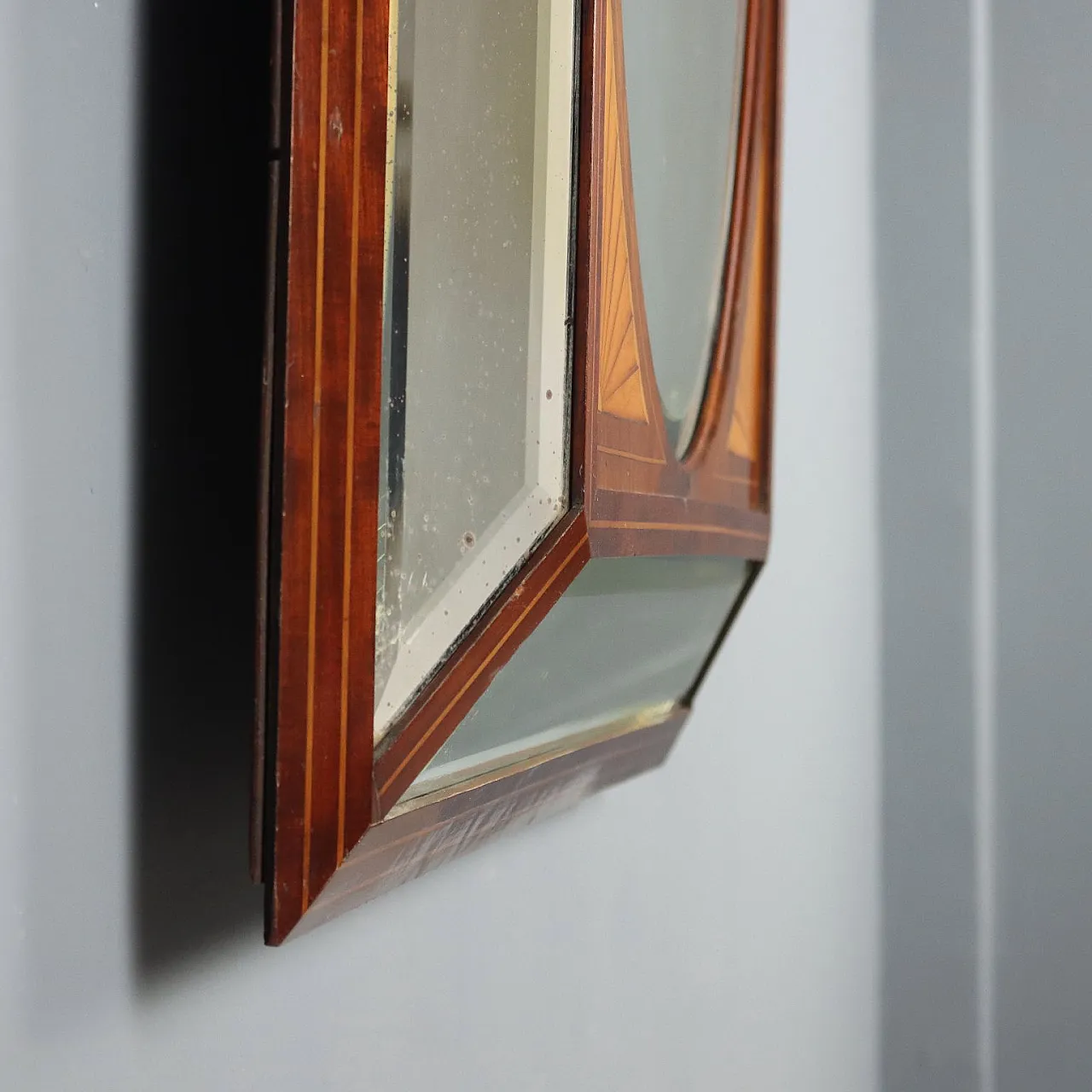 Specchio in mogano con finiture e intarsi in acero, '800 10