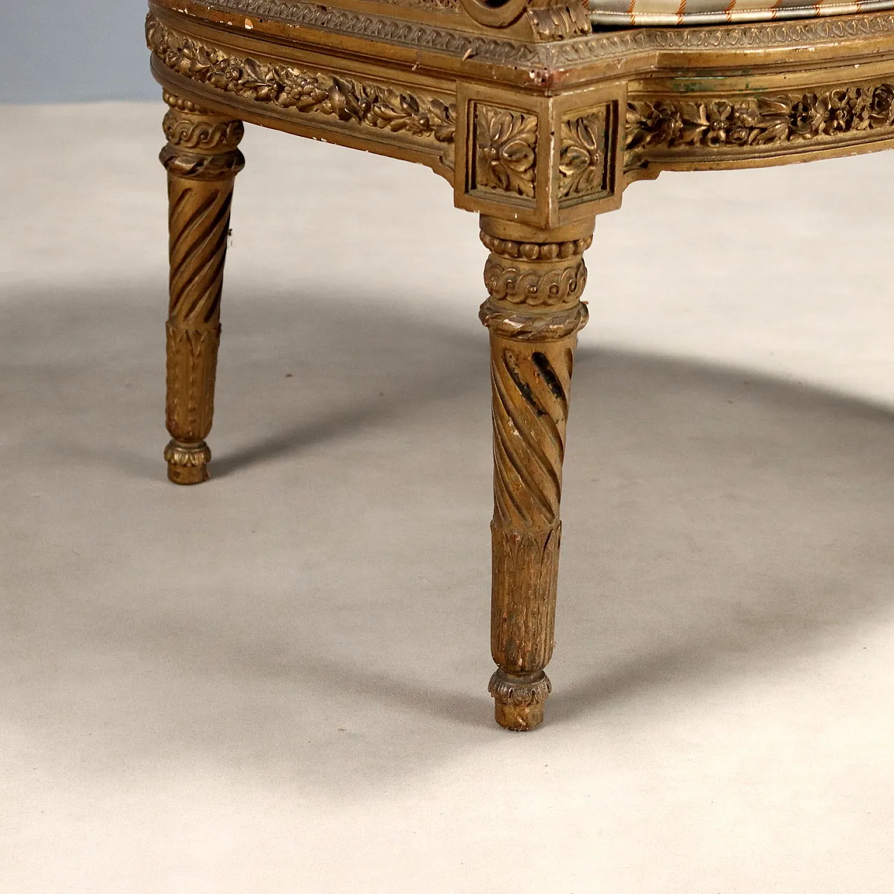 Poltrona in canna, tessuto e paglia di Vienna con cuscino, fine '800 7