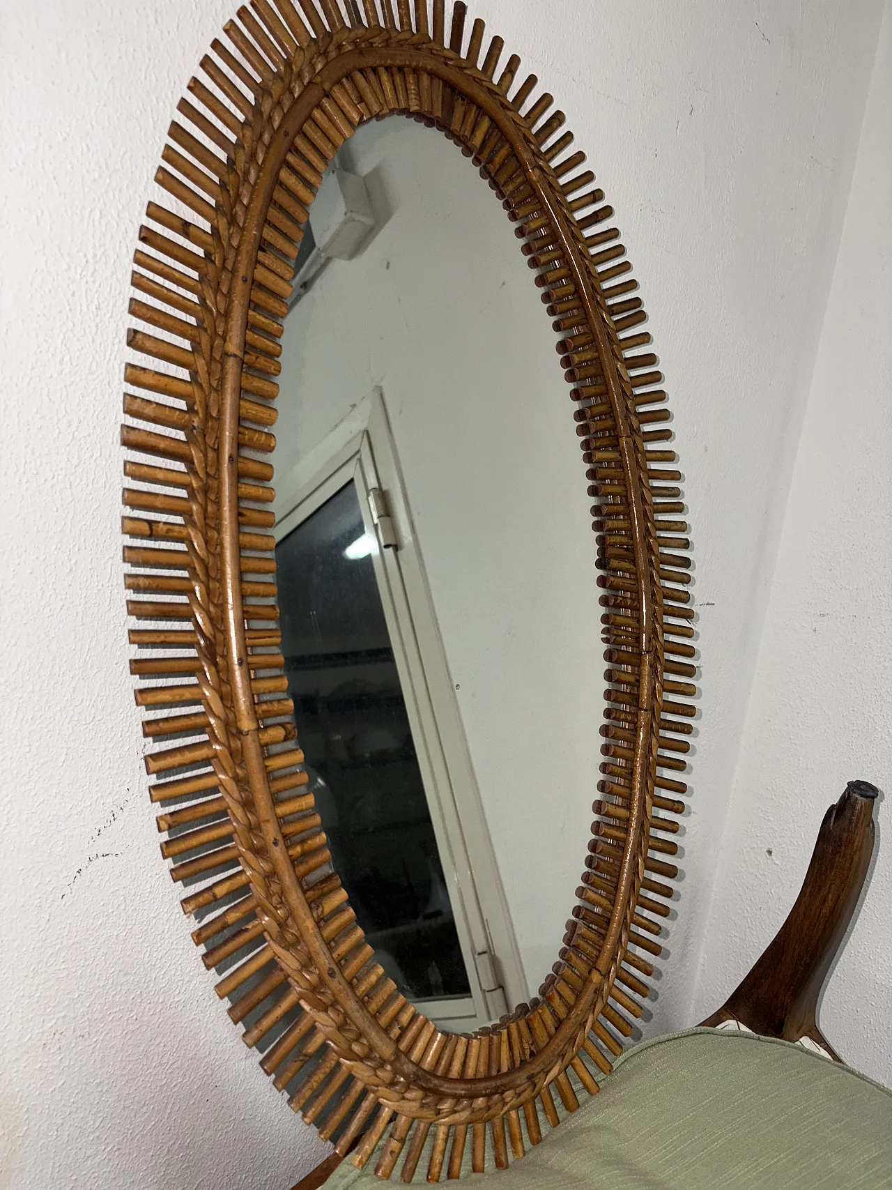 Specchio in bambù, anni '70 2