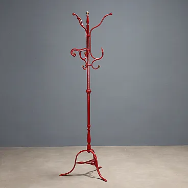 Appendiabiti in metallo smaltato rosso, '900