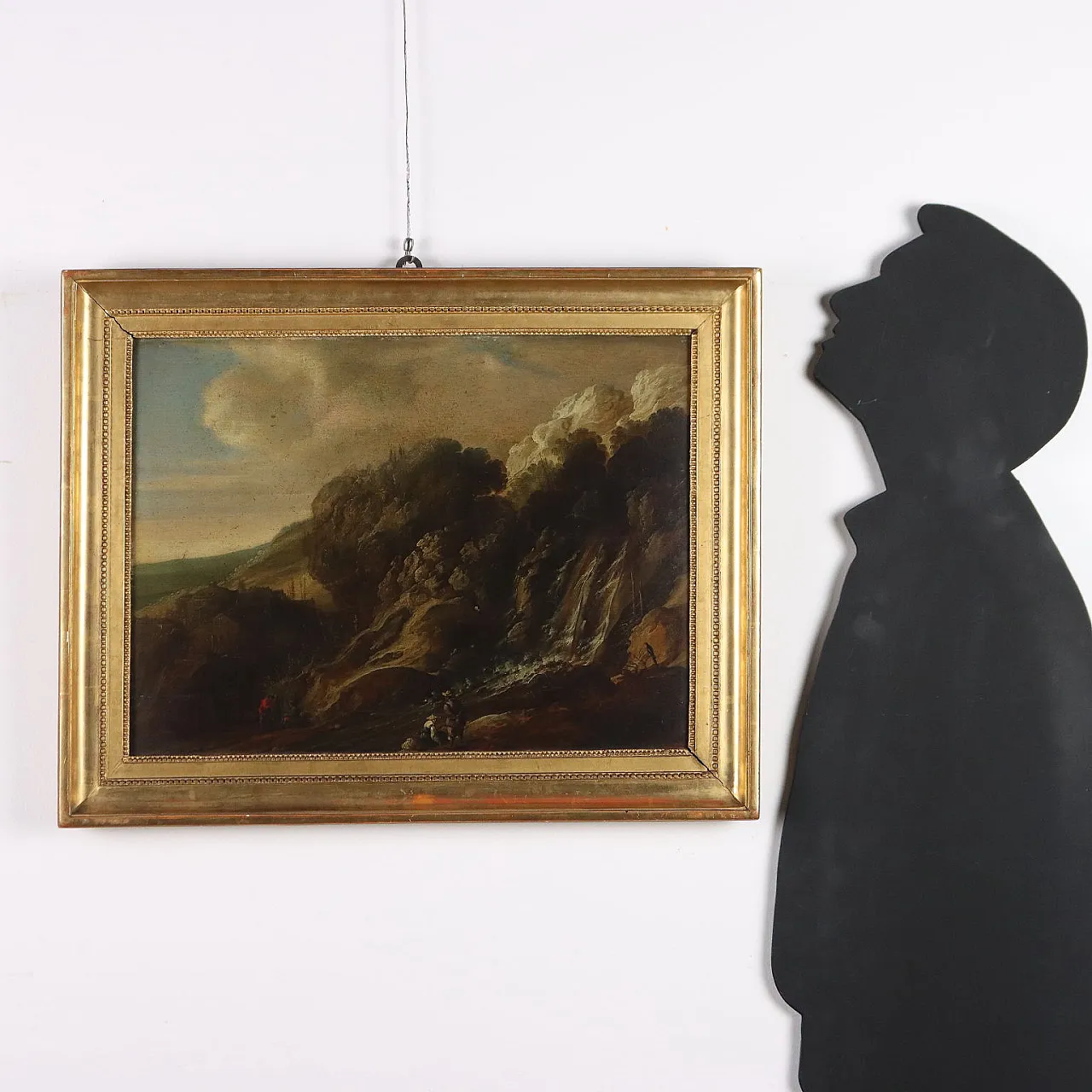 Paesaggio con Cascata e Figure, olio su tela, '600 2
