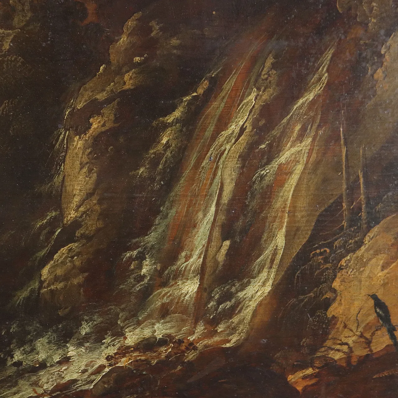 Paesaggio con Cascata e Figure, olio su tela, '600 4