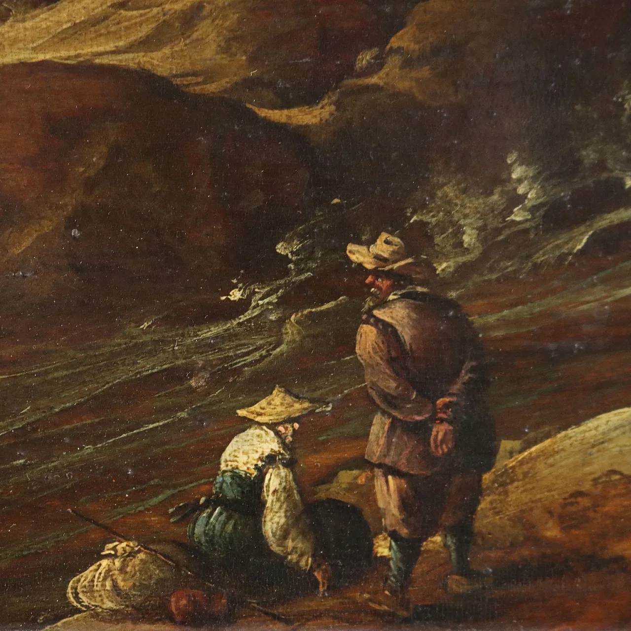 Paesaggio con Cascata e Figure, olio su tela, '600 5