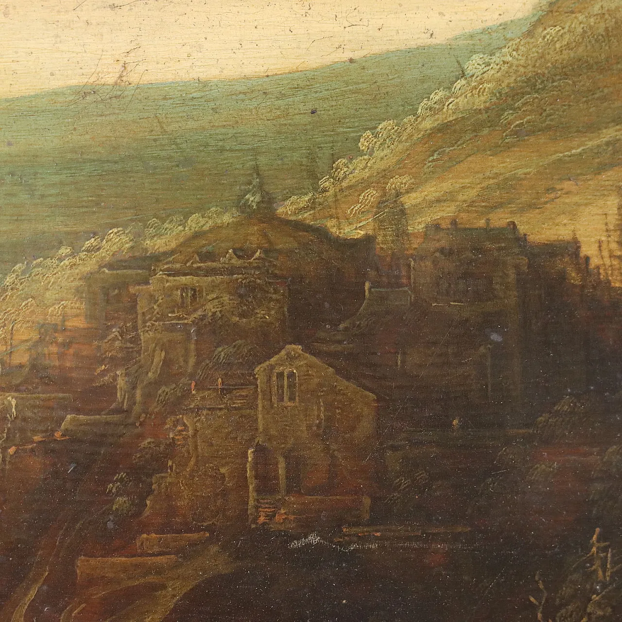 Paesaggio con Cascata e Figure, olio su tela, '600 7