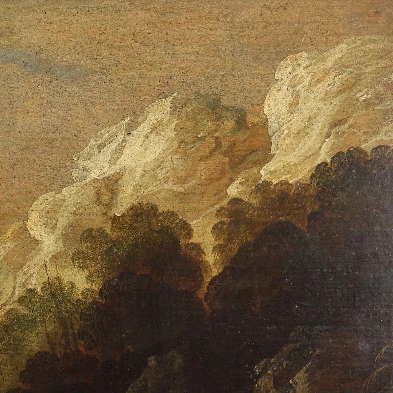 Paesaggio con Cascata e Figure, olio su tela, '600 8