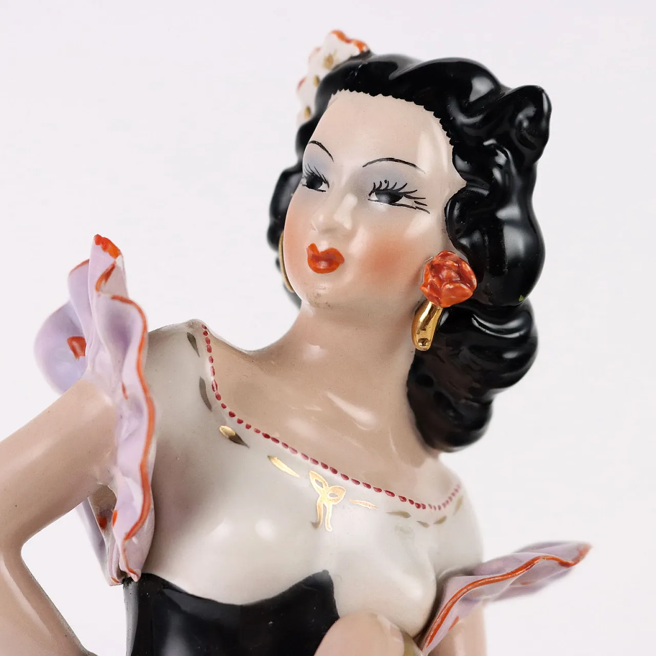 G. Girardi, damsel with vase, painted ceramic sculpture 3