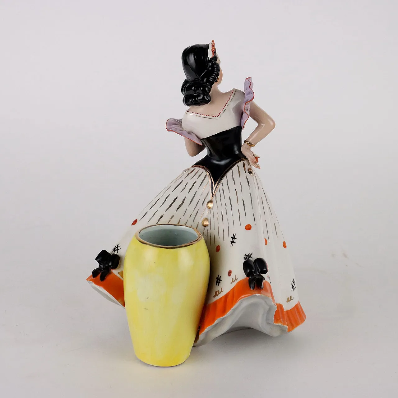 G. Girardi, damsel with vase, painted ceramic sculpture 6