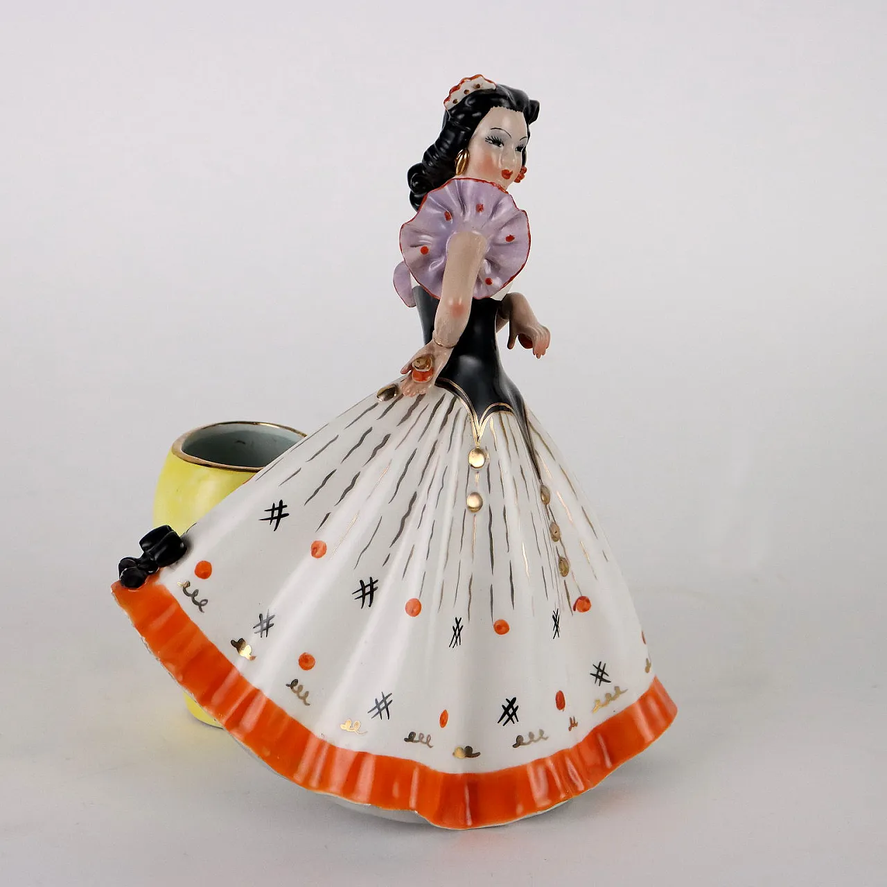 G. Girardi, damsel with vase, painted ceramic sculpture 7