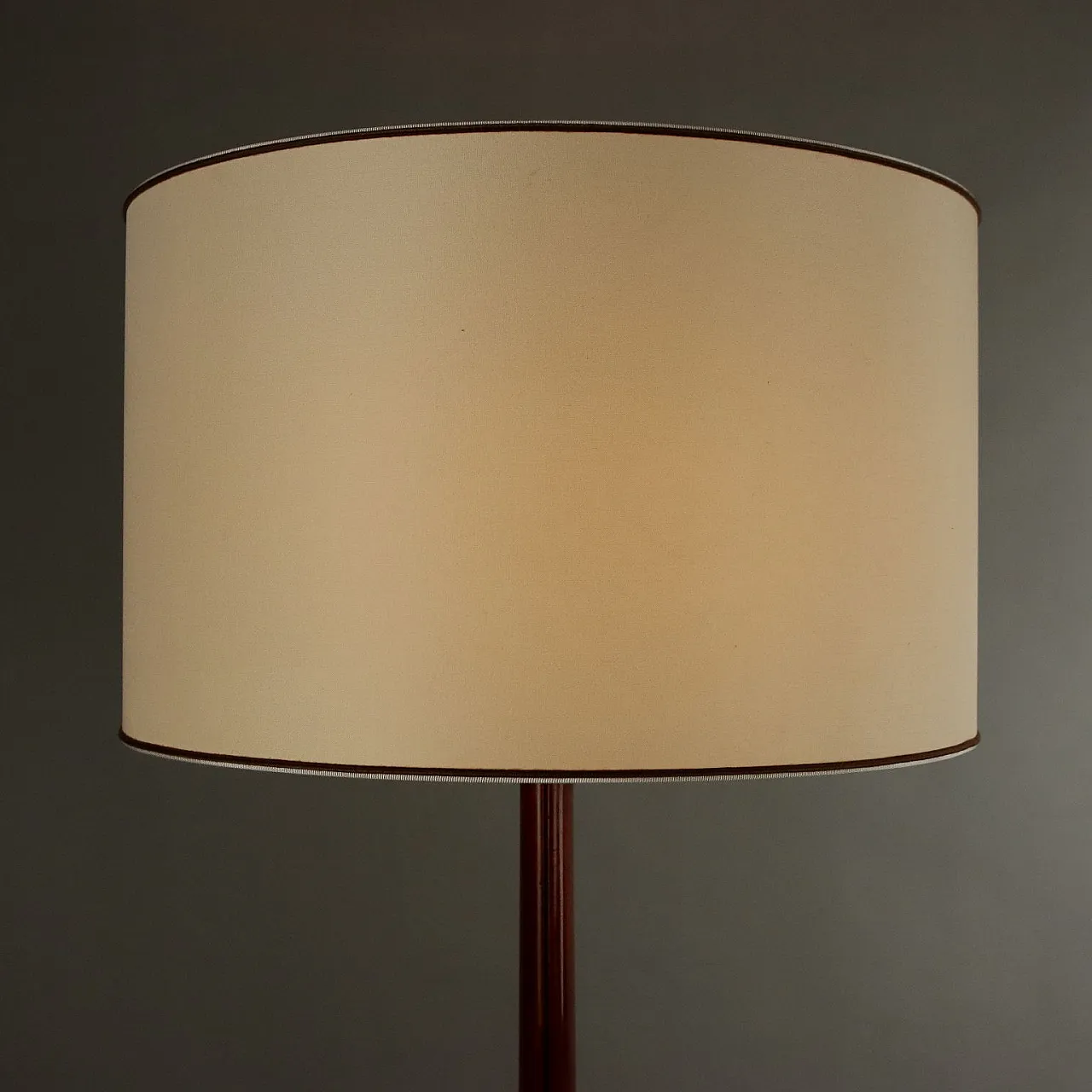 Floor lamp in beech, with brass details & fabric lampshade, 1950s 3