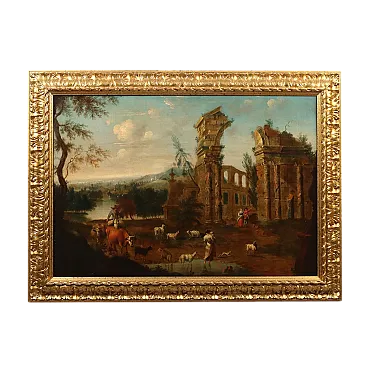 Olio su tela attribuito alla cerchia di Hendrick Mommers, '700