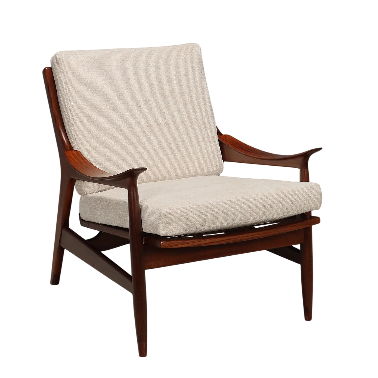 Poltrona in teak e tessuto, '900 10