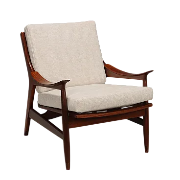 Poltrona in teak e tessuto, '900