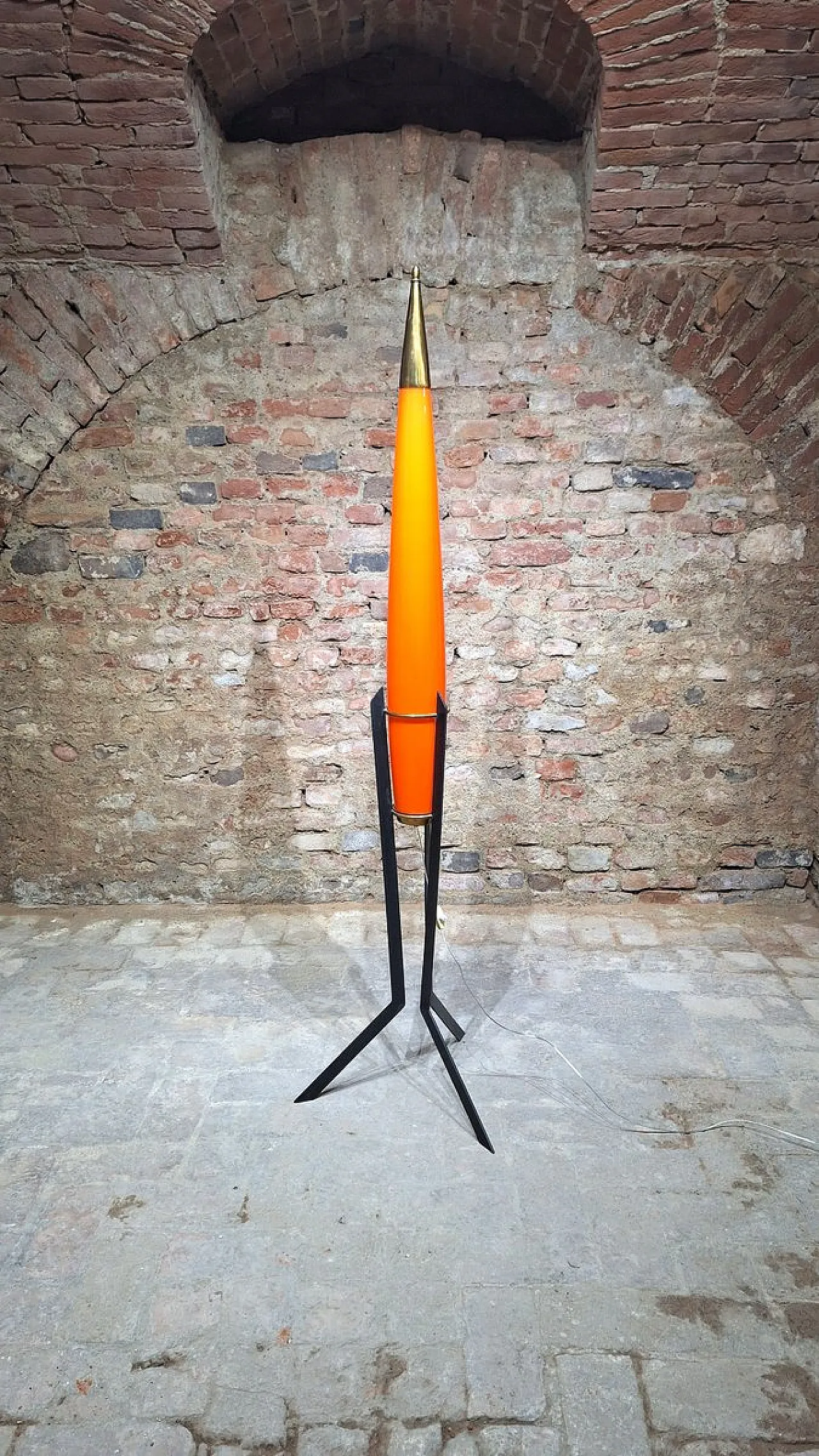 Lampada a forma di razzo in vetro e metallo di Vistosi, anni '50 2