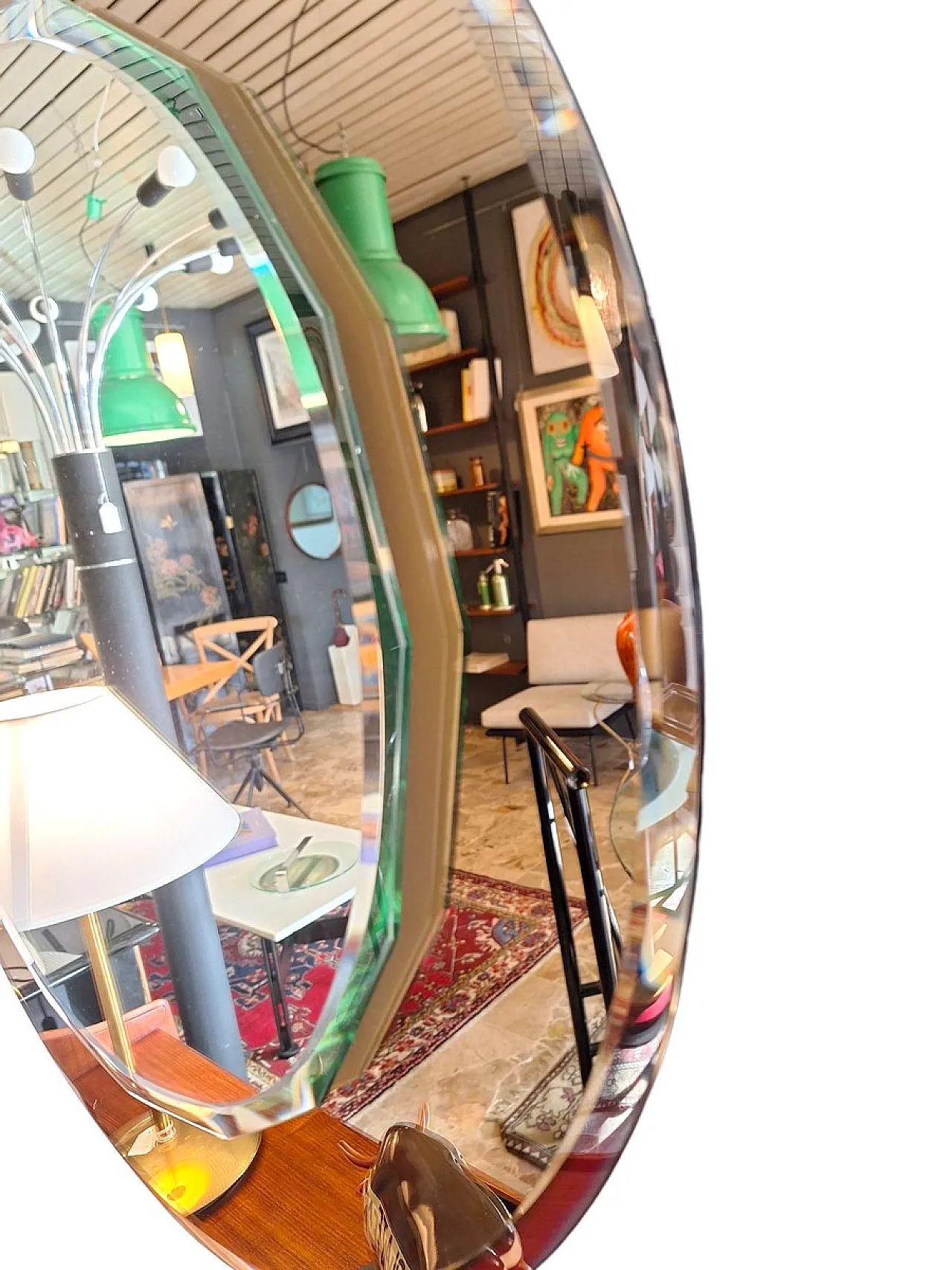 Specchio rotondo con cornice in vetro di Cristal Art, anni '60 4