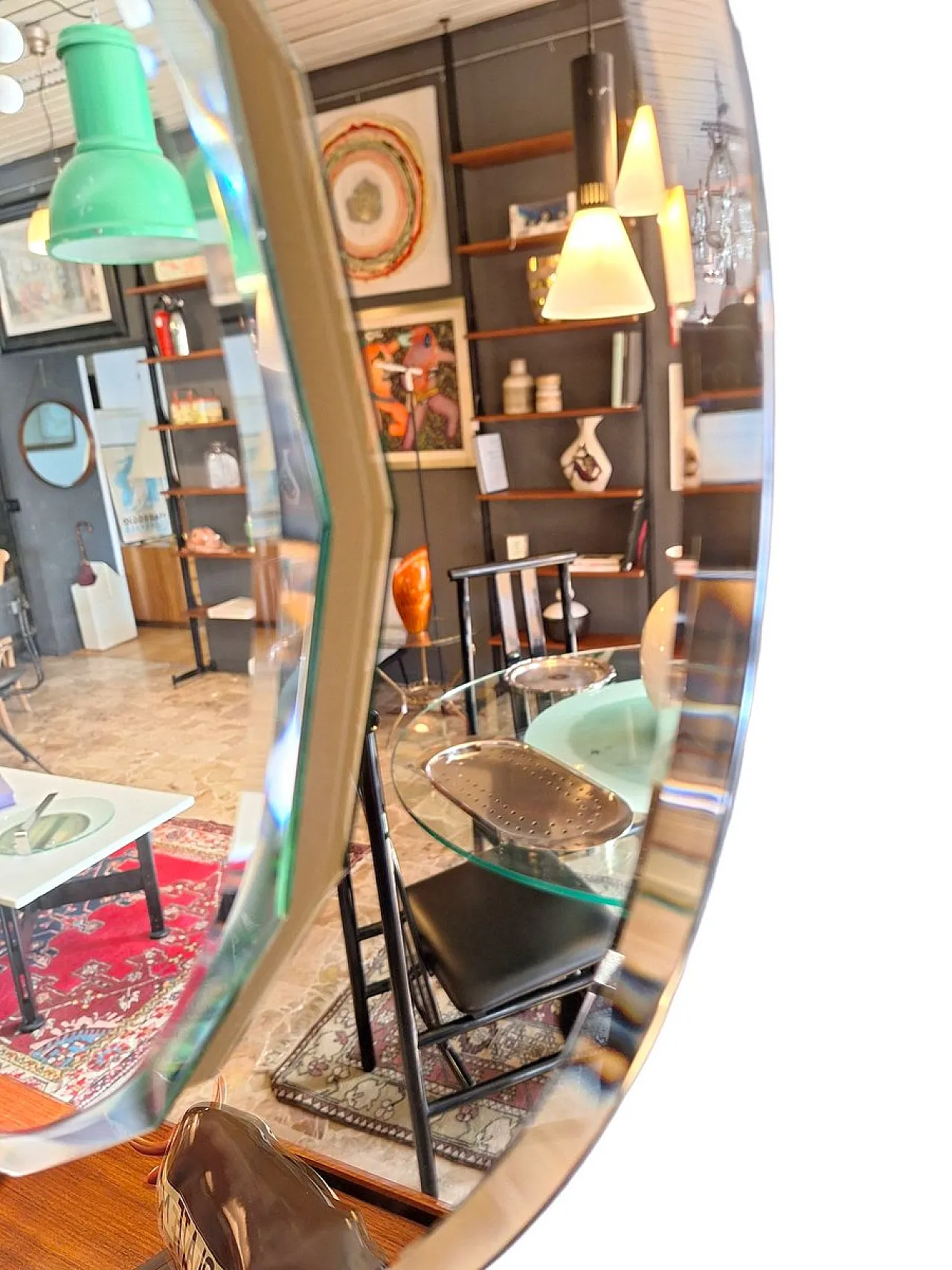 Specchio rotondo con cornice in vetro di Cristal Art, anni '60 5