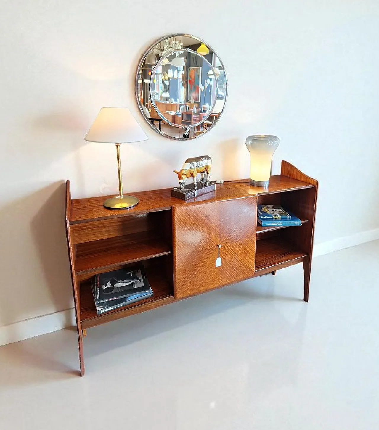 Specchio rotondo con cornice in vetro di Cristal Art, anni '60 6