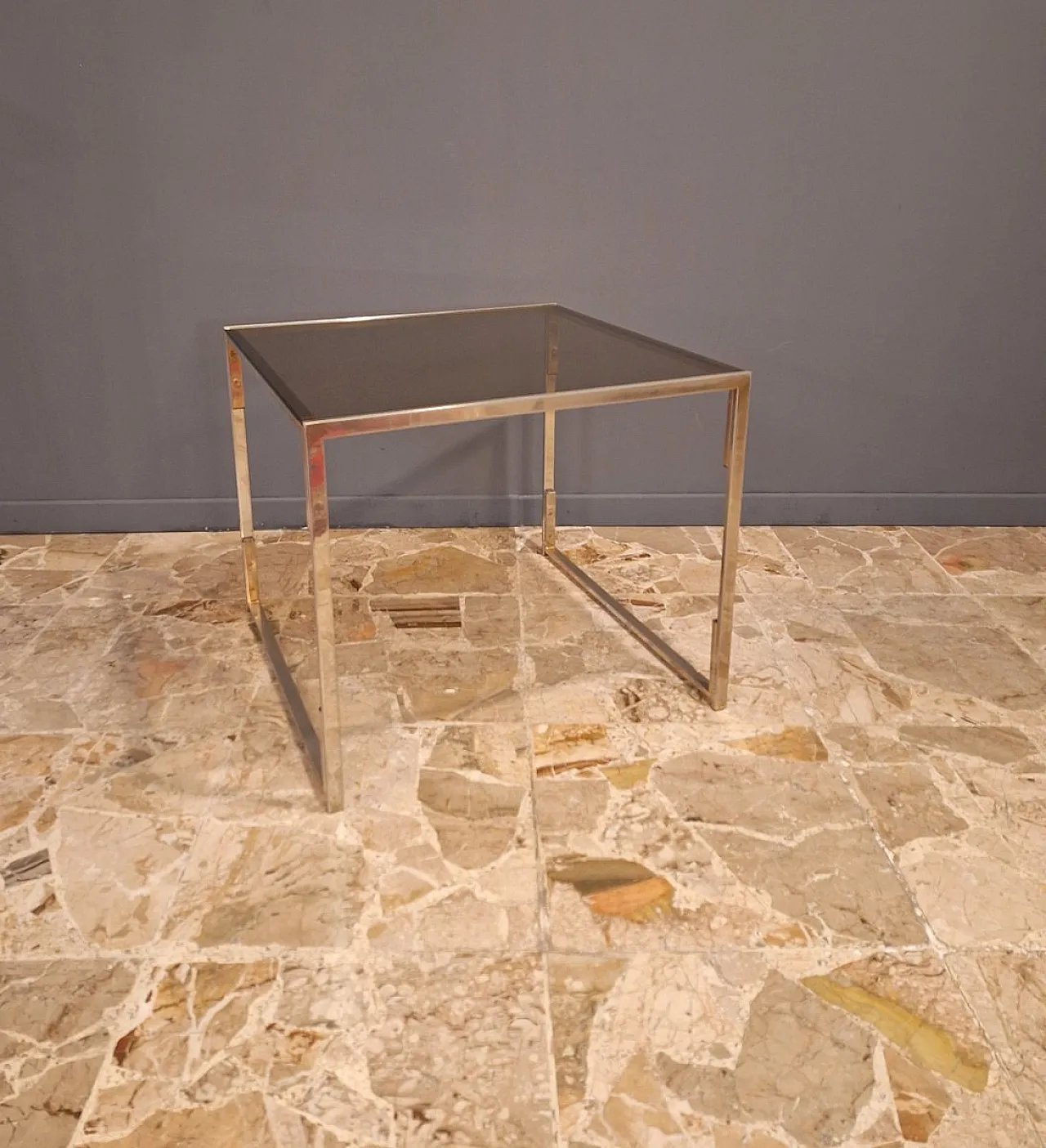 Glass and brass coffee table, 1970s 1