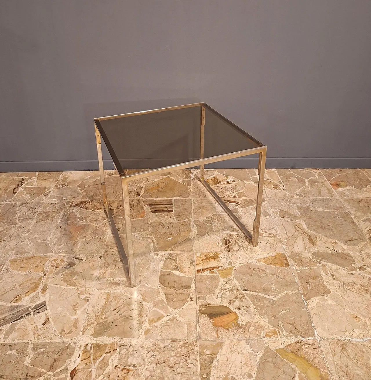 Glass and brass coffee table, 1970s 2