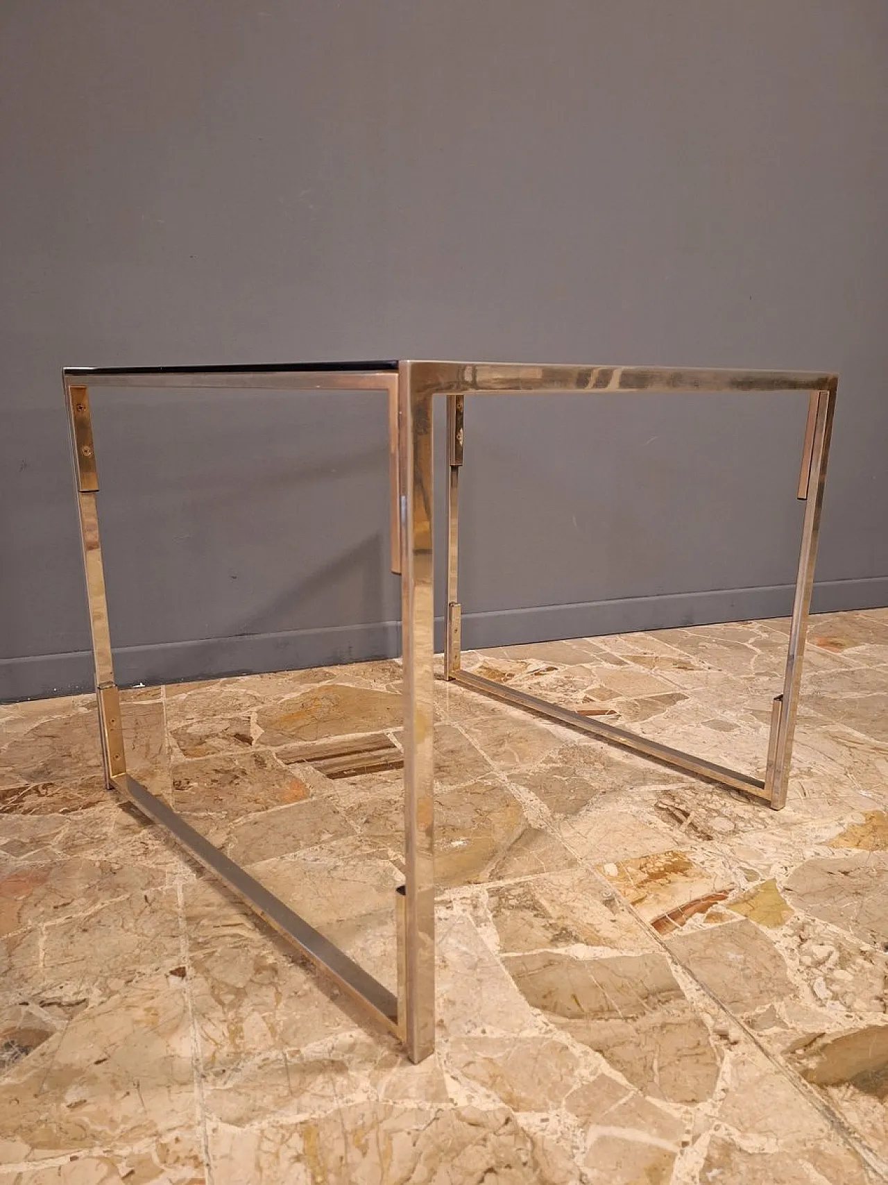 Glass and brass coffee table, 1970s 3