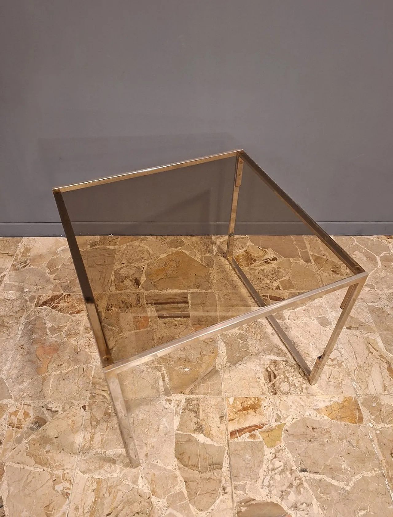 Glass and brass coffee table, 1970s 5